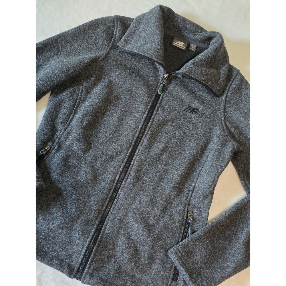 New Balance Small Vintage Y2K Full Zip Fleece Jacket Sweatshirt Charcoal Gray